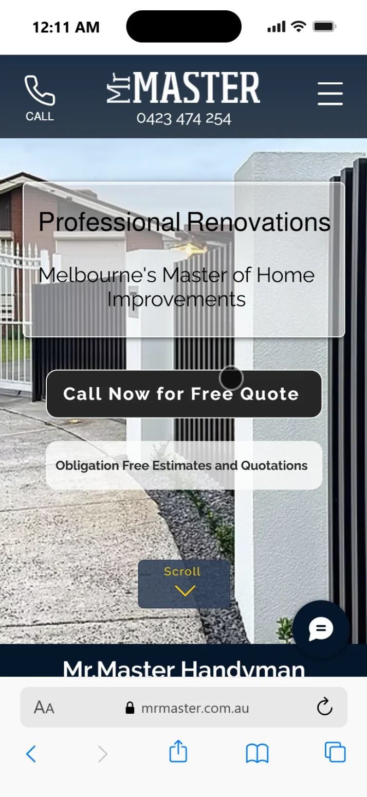 Mr. Master mobile homepage
